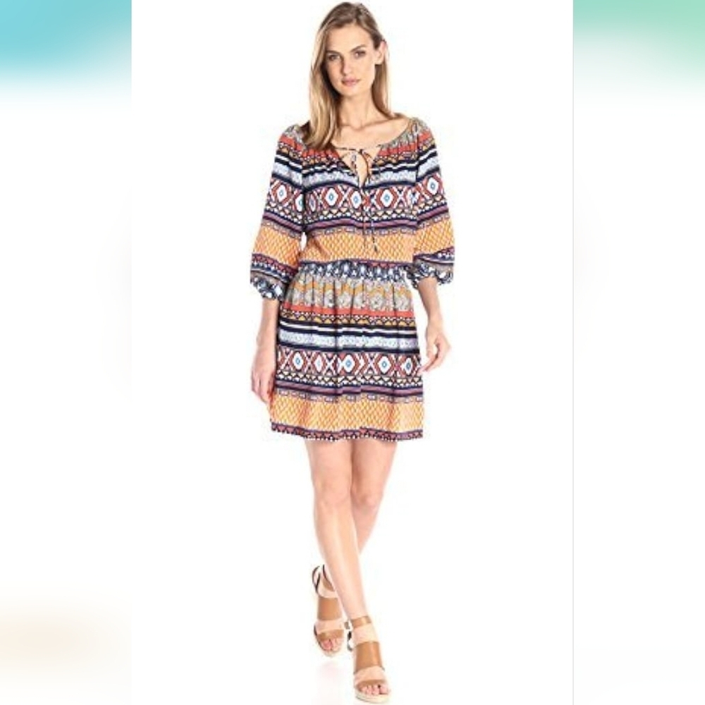 Betsey Johnson Women's Printed Poly CDC Peasant DressSize 12